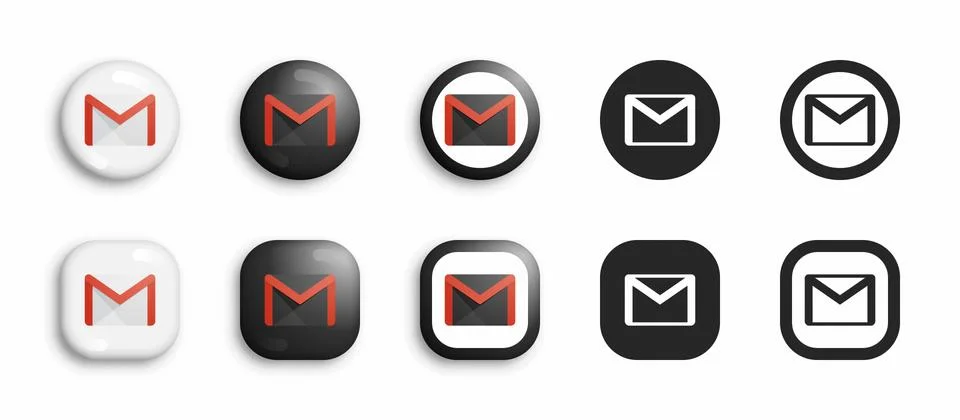 Gmail Modern 3D And Flat Icons Set Vector Stock Illustration
