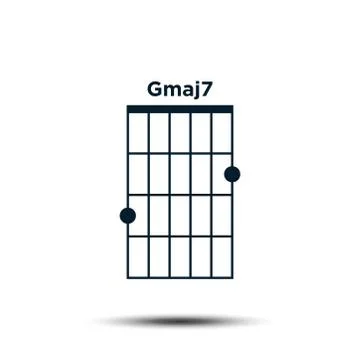 Gmaj7, Basic Guitar Chord Chart Icon Vector Template Stock Illustration