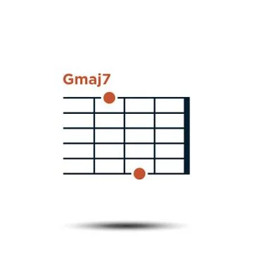 Gmaj7, Basic Guitar Chord Chart Icon Vector Template Stock Illustration