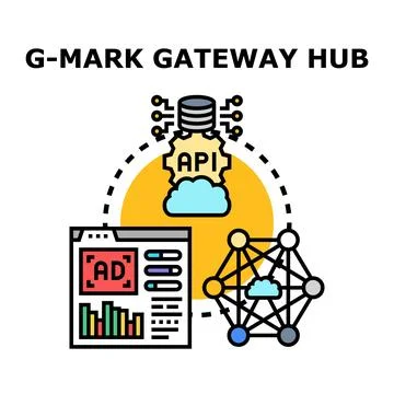 Gmark gateway hub connecting digital advertising and cloud infrastructure イラスト素材