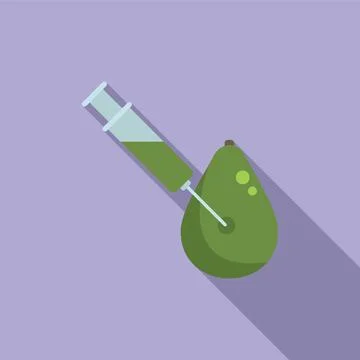 Gmo avocado icon flat vector. Dna food 스톡 일러스트