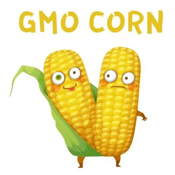 GMO Corn Vegetable Illustration. Cartoon Vector Funny Corn Character Icon Stock Illustration