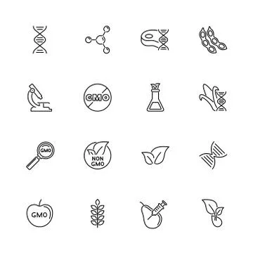 Gmo - Flat Vector Icons Stock Illustration