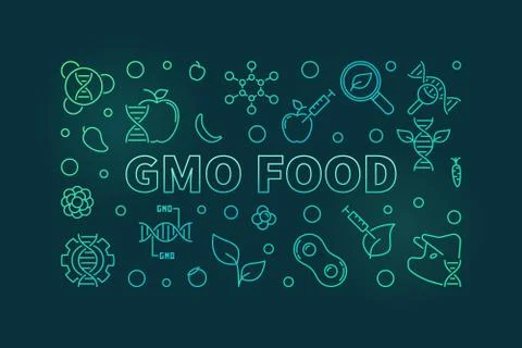 GMO Food vector concept linear banner or illustration Stockillustratie