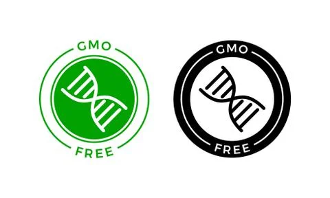 GMO free icon. Vector green non GMO DNA label Stock Illustration