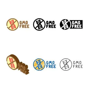 Gmo free product label warning color icon vector styles Stock Illustration