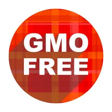 Gmo free red flat icon isolated. 库存插图