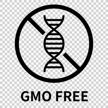 GMO free simple icon and English phrase (black) Иллюстрация