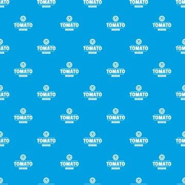 Gmo free tomato pattern vector seamless blue 스톡 일러스트