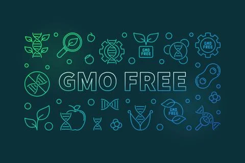 GMO Free vector colorful linear illustration or banner Stock Illustration