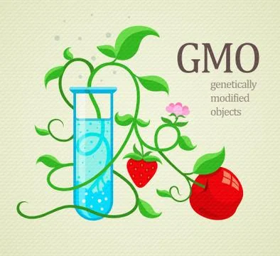 GMO genetically modifiedplants growing in test-tube Stock Illustration