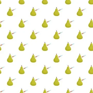 Gmo pear pattern with syringe altering fruit Illustrazione stock