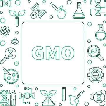 GMO square simple concept linear frame. Vector illustration Illustrazione stock