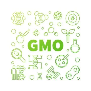 GMO vector square concept green outline illustration Stockillustratie