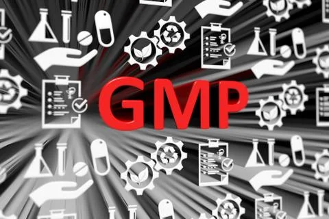 GMP concept blurred background 3d render illustration Stock Illustration