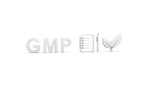 GMP concept white background 3d render illustration Stock Illustration