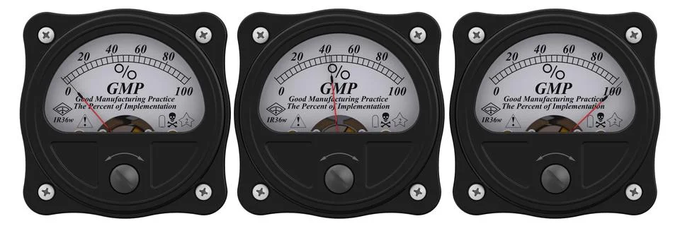 GMP. Good Manufacturing Practice indicator. The percent of implementation イラスト素材