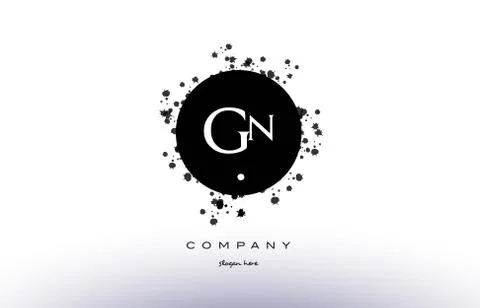Gn g n  circle grunge splash alphabet letter logo vector icon template Stock Illustration