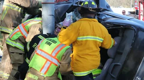 Gnarly car accident rescue 2 Stock Footage