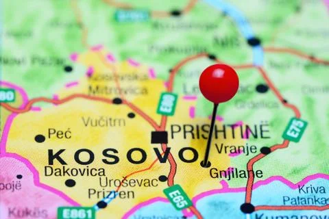 Gnjilane pinned on a map of Kosovo Foto stock