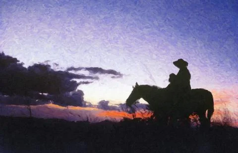 Gnobe indigenous sunset Stock Illustration