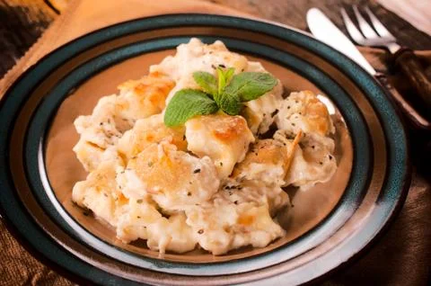 Gnocchi with cheese Stock Photos