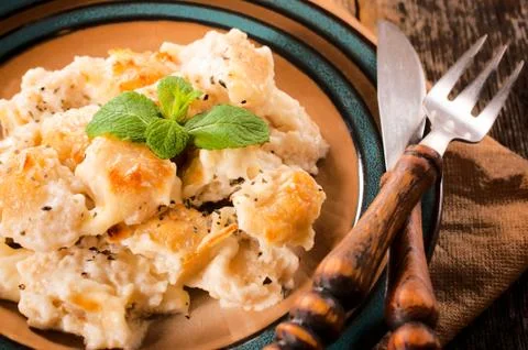 Gnocchi with cheese Stock Photos