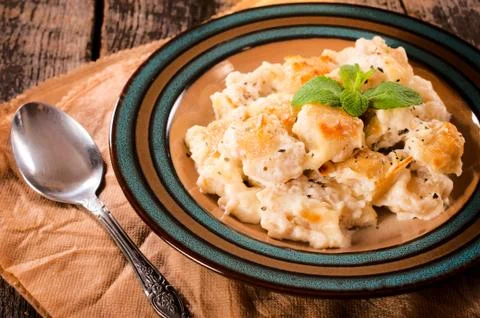 Gnocchi in plate Stock Photos