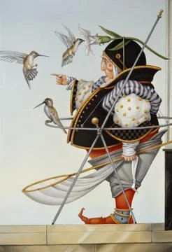 Gnome - Bird Hunter. Stock Illustration