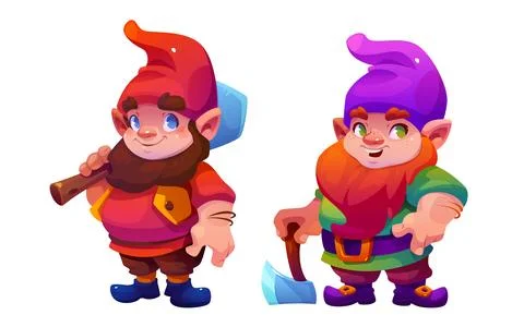 Gnome characters set isolated on white background Stock Illustration