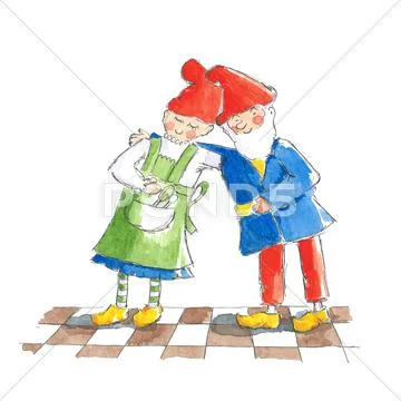 Gnome couple in love Stock Illustration