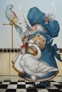 Gnome with goose. Stock Illustration