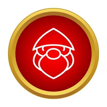 Gnome head with hat and beard in line art icon Stock Illustration