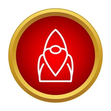 Gnome icon in red circle, outline drawing Stock Illustration