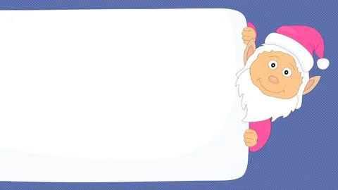 The gnome peeks out from behind a blank poster Stock Illustration