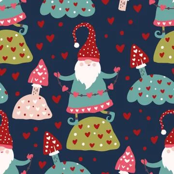 Gnome vector seamless pattern Stock Illustration