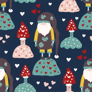 Gnome vector seamless pattern Illustrazione stock