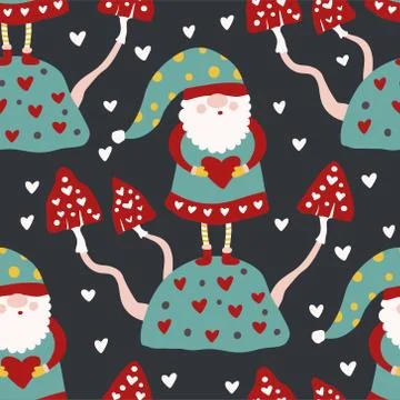 Gnome vector seamless pattern Illustrazione stock