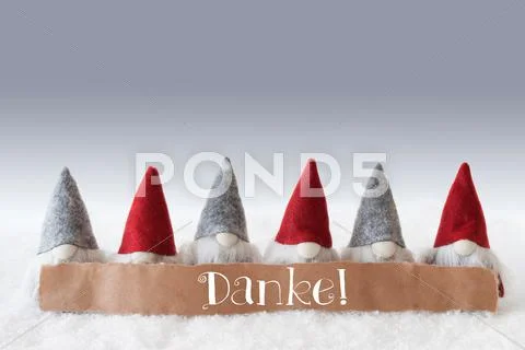 Gnomes, Green Background, Danke Means Thank You Stock Photos
