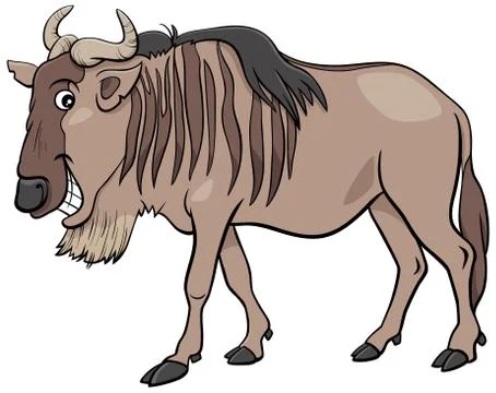 Gnu antelope or blue wildebeest cartoon animal character Stock Illustration