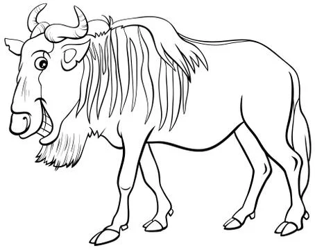 Gnu antelope or wildebeest cartoon animal character Stock Illustration