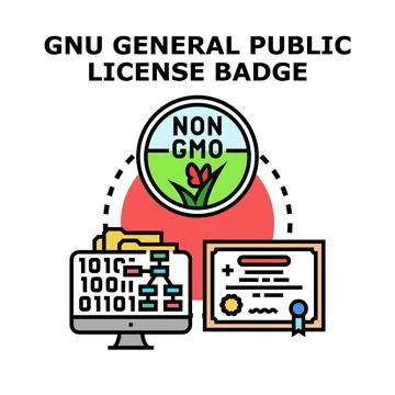 Gnu general public license badge concept illustration Stock Illustration
