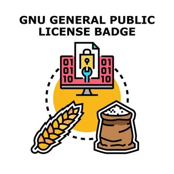 Gnu general public license open source security concept Stock Illustration
