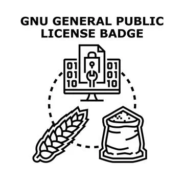 Gnu general public license open source security concept 库存插图