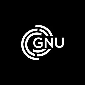 GNU letter logo design on black background. GNU creative initials letter logo Stock Illustration