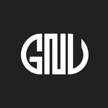 GNU letter logo design on black background. GNU creative initials letter logo Stock Illustration