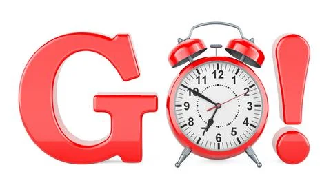 Go with alarm clock, 3D rendering Stock Illustration