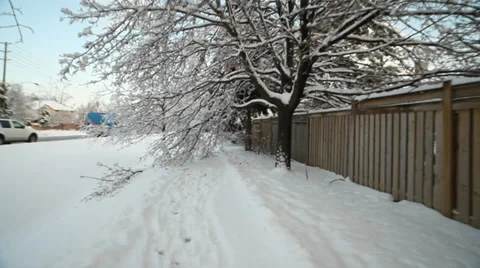 Go along winter sidewalk Stock Footage 33701309