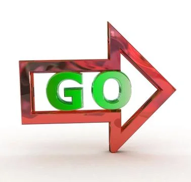 Go! and arrow. Stock Photos