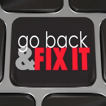 Go back and fix it words computer keyboard key button Illustrazione stock